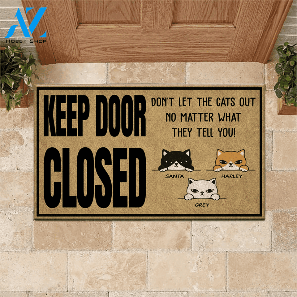 Cat Doormat Customized Don't Let The Cat Out | WELCOME MAT | HOUSE WARMING GIFT