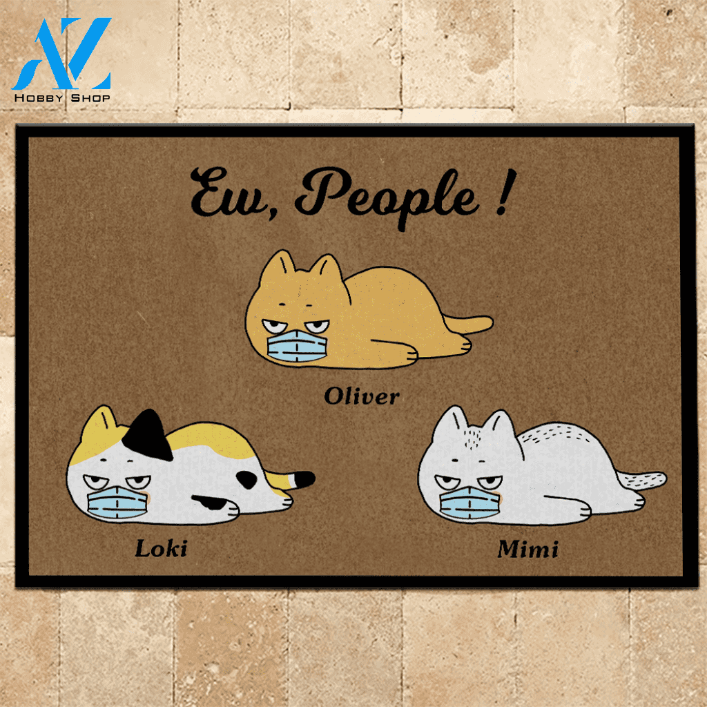 Cat Doormat Customized Ew People Personalized Gift | WELCOME MAT | HOUSE WARMING GIFT
