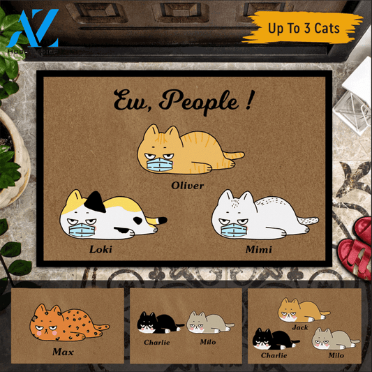 Cat Doormat Customized Ew People Personalized Gift | WELCOME MAT | HOUSE WARMING GIFT