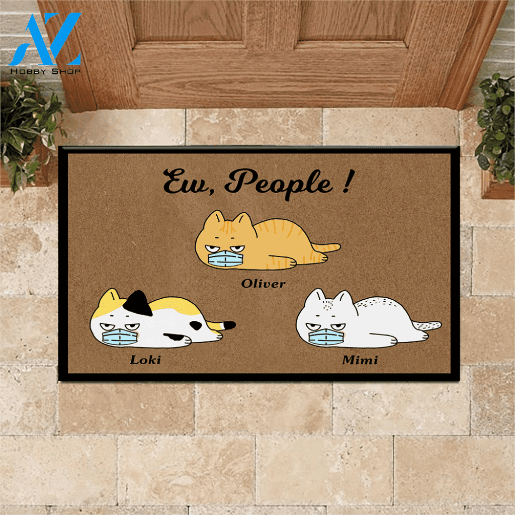 Cat Doormat Customized Ew People Personalized Gift | WELCOME MAT | HOUSE WARMING GIFT