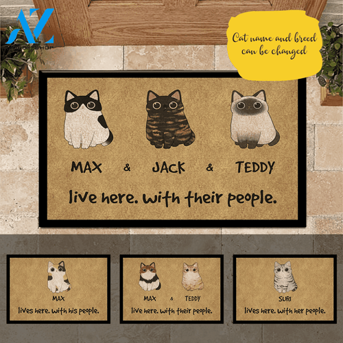 Cat Doormat Customized Cat Live With People | WELCOME MAT | HOUSE WARMING GIFT