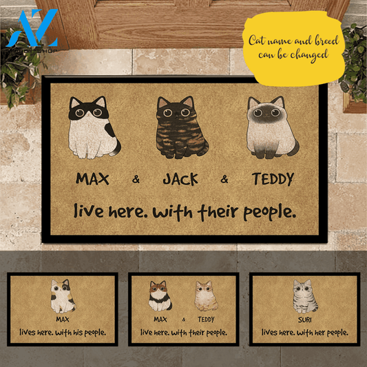 Cat Doormat Customized Cat Live With People | WELCOME MAT | HOUSE WARMING GIFT