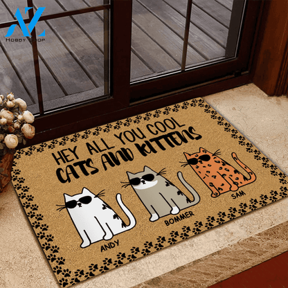 Cat Doormat Customized Name And Breed Hey All You Cool Cats And Kittens Gift For Cat Lovers | WELCOME MAT | HOUSE WARMING GIFT