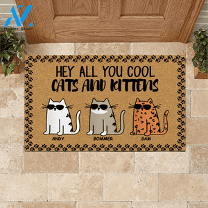 Cat Doormat Customized Name And Breed Hey All You Cool Cats And Kittens Gift For Cat Lovers | WELCOME MAT | HOUSE WARMING GIFT