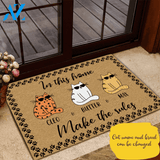 Cat Doormat Customized Name and Breed Cat Make The Rules | WELCOME MAT | HOUSE WARMING GIFT
