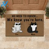 Cat Doormat Customized Name and Breed No Need To Knock We Know You're Here | WELCOME MAT | HOUSE WARMING GIFT