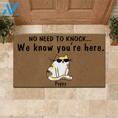 Cat Doormat Customized Name and Breed No Need To Knock We Know You're Here | WELCOME MAT | HOUSE WARMING GIFT