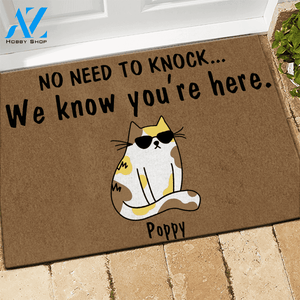 Cat Doormat Customized Name and Breed No Need To Knock We Know You're Here | WELCOME MAT | HOUSE WARMING GIFT