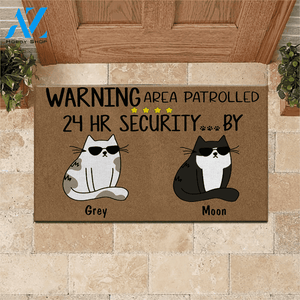 Cat Doormat Customized Name and Breed Warning Area Patrolled 24hr Security By | WELCOME MAT | HOUSE WARMING GIFT