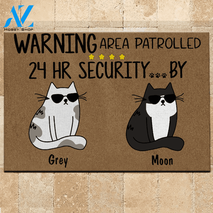 Cat Doormat Customized Name and Breed Warning Area Patrolled 24hr Security By | WELCOME MAT | HOUSE WARMING GIFT