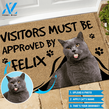 Cat Doormat Customized Visitors Must Be Approved By Cat | Welcome Mat | House Warming Gift