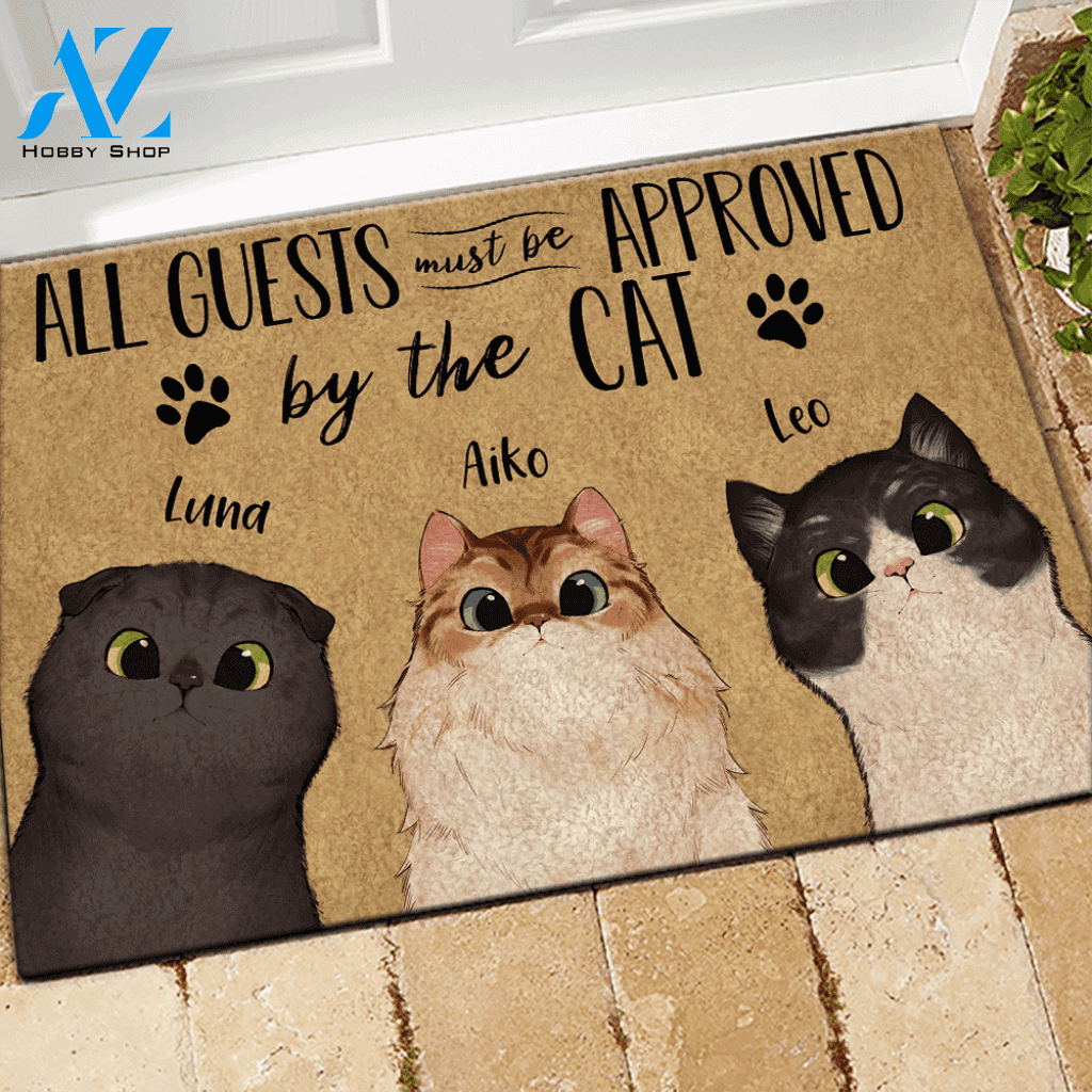 Cat Doormat Personalized Name And Breed All Guests Must Be Approved By The Cats | WELCOME MAT | HOUSE WARMING GIFT