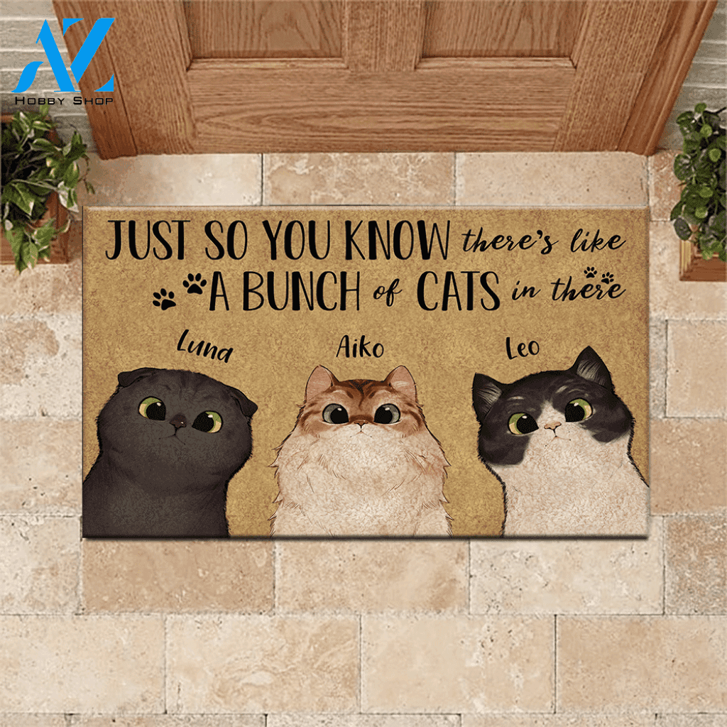 Cat Doormat Personalized Name And Breed Just So You Know A Bunch Of Cats In There | WELCOME MAT | HOUSE WARMING GIFT