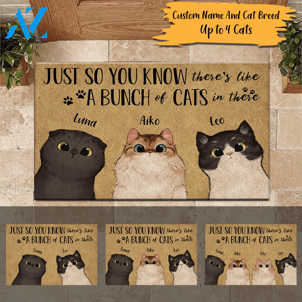 Cat Doormat Personalized Name And Breed Just So You Know A Bunch Of Cats In There | WELCOME MAT | HOUSE WARMING GIFT