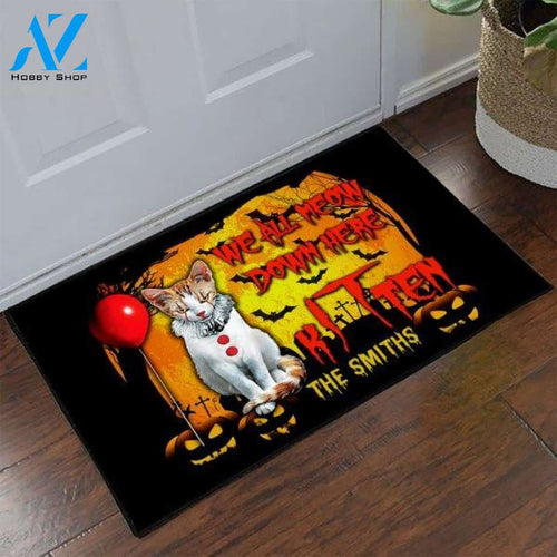 Cat Down Kitten Personalized Doormat Garden Outdoor Flag Set