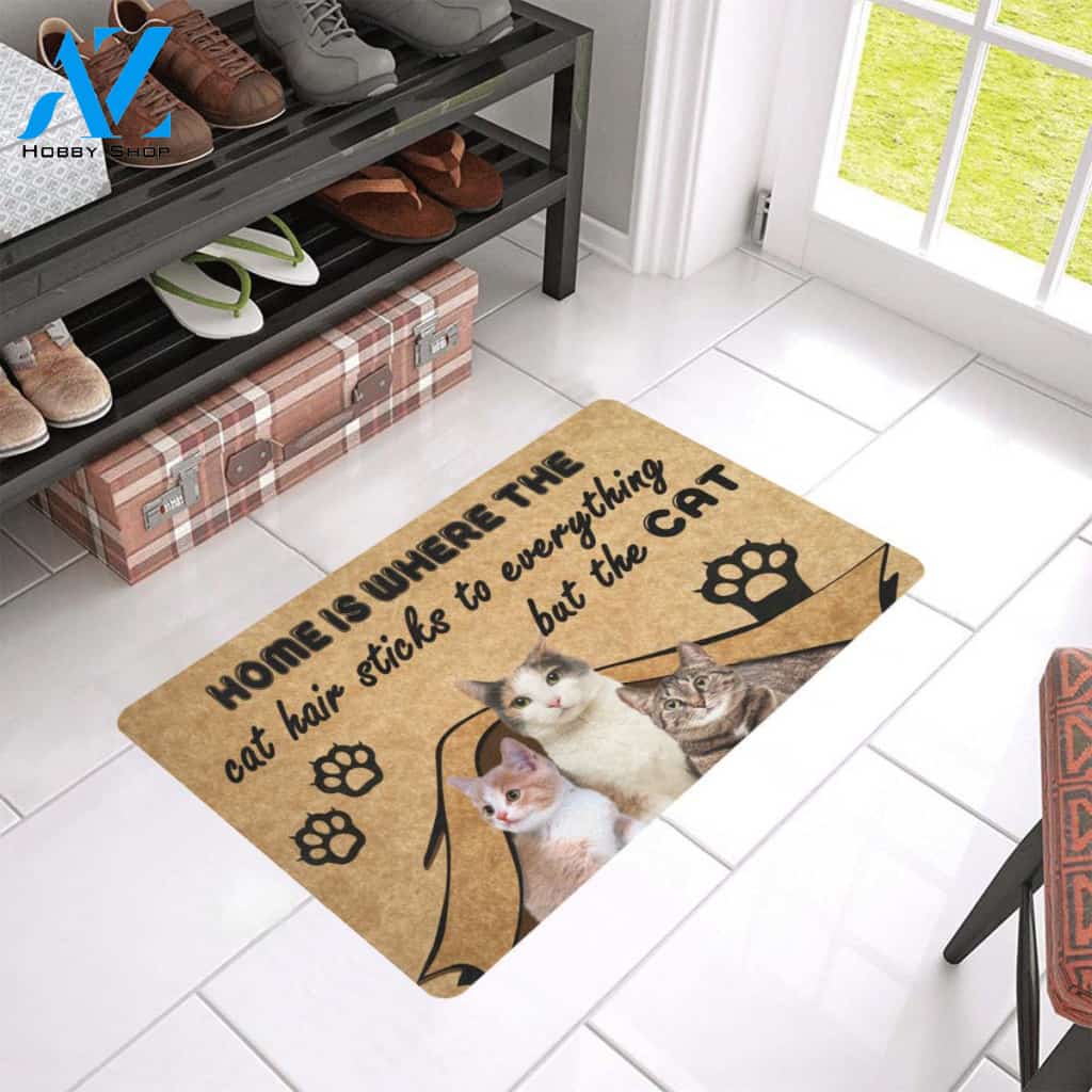 Cat Easy Clean Welcome DoorMat | Felt And Rubber | 40x60 cm | 45x75 cm | 60x90 cm | Colorful | DO1420