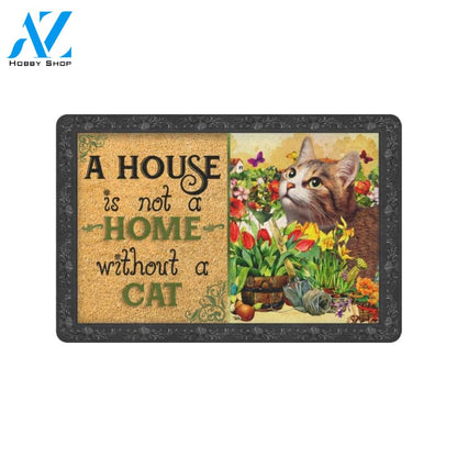 Cat Flower A House Is Not A Home Doormat Indoor And Outdoor Mat Entrance Rug Sweet Home Decor Housewarming Gift Gift For Friend Family Stem Feminist