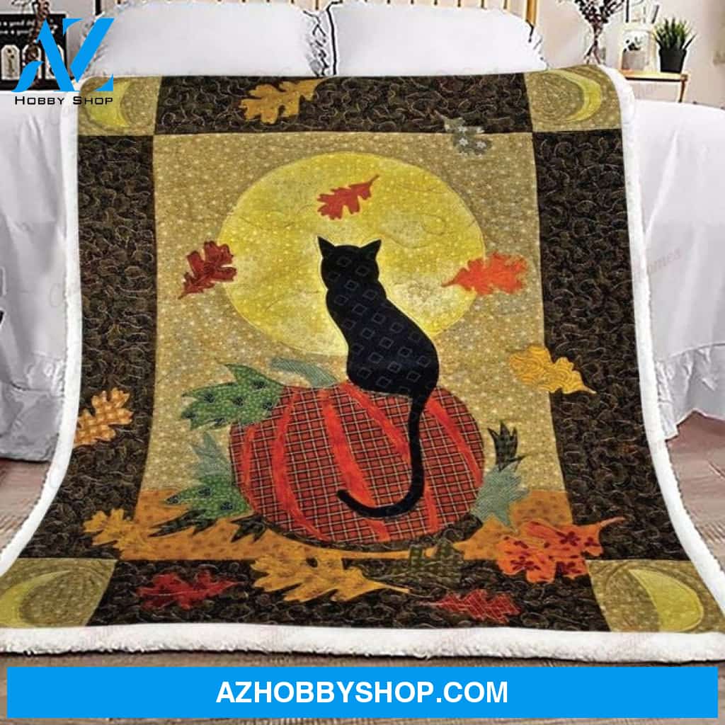CAT HALLOWEEN Fleece Blankets, Halloween Blanket, Halloween Throw Blanket, Halloween Fleece Blanket