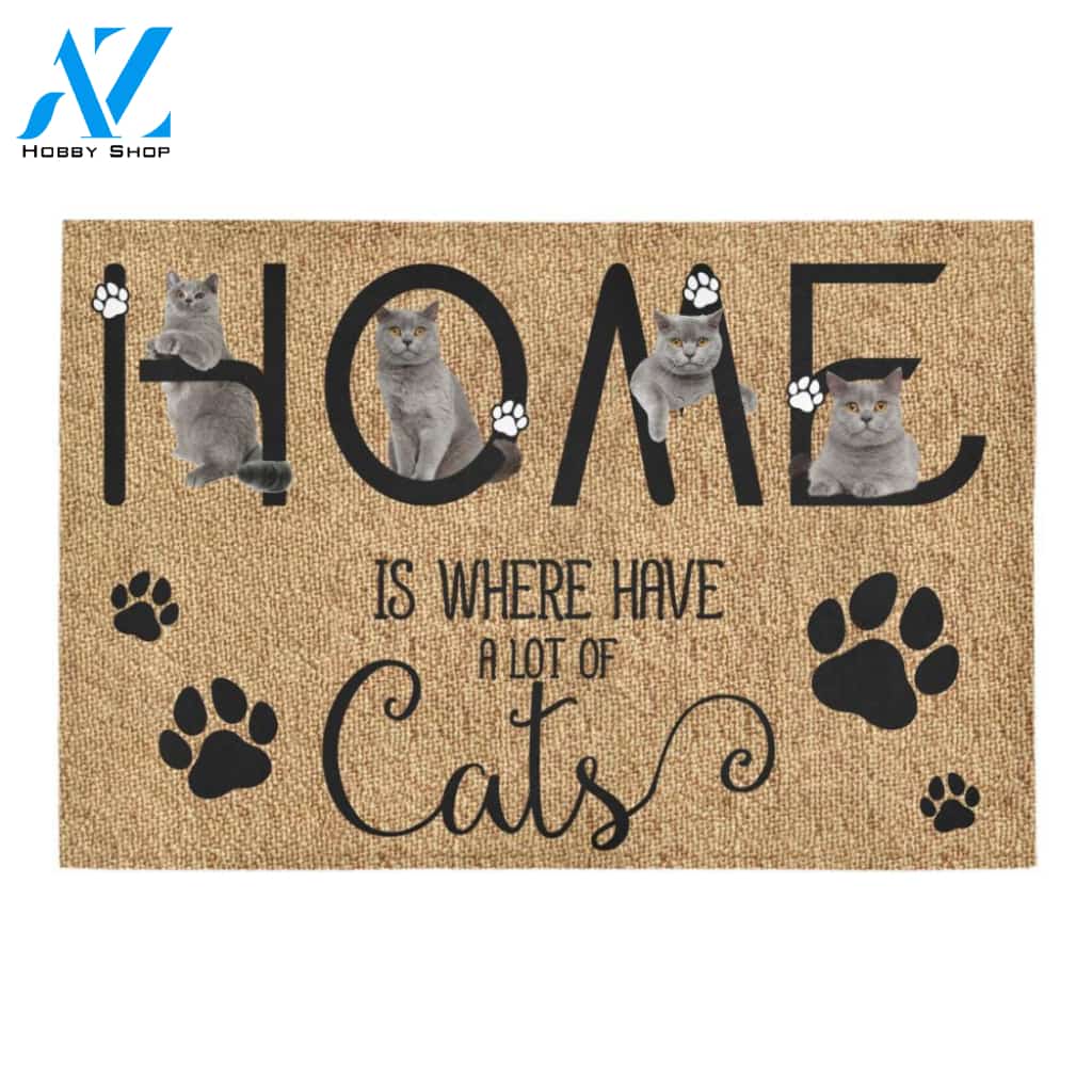Cat Home Is Where Have A Lot Of Cats Doormat Indoor And Outdoor Mat Entrance Rug Sweet Home Decor Housewarming Gift Gift For Friend Family Stem Feminist