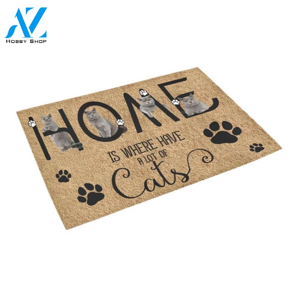 Cat Home Is Where Have A Lot Of Cats Doormat Indoor And Outdoor Mat Entrance Rug Sweet Home Decor Housewarming Gift Gift For Friend Family Stem Feminist