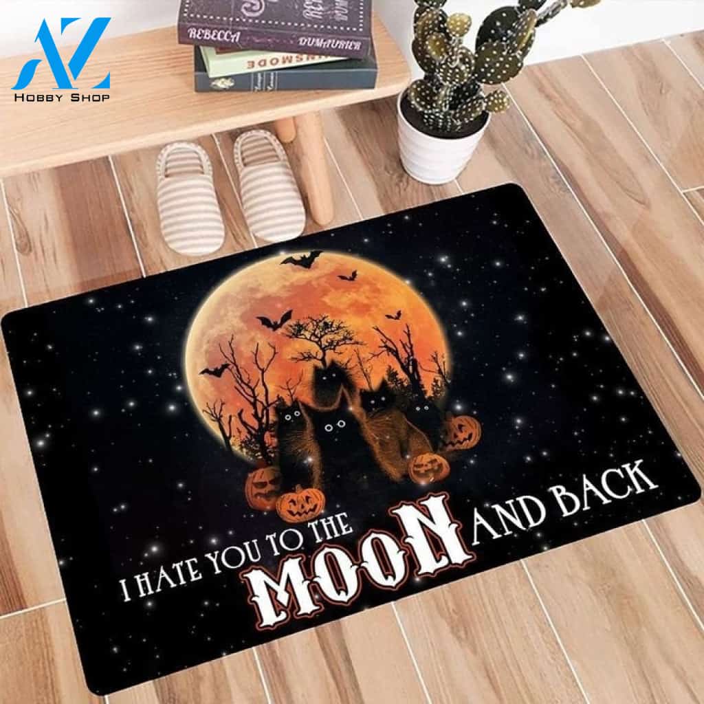 Cat I Hate You To The Moon And Back Halloween Indoor And Outdoor Doormat Gift For Friend Family Halloween Decor Warm House Gift Welcome Mat