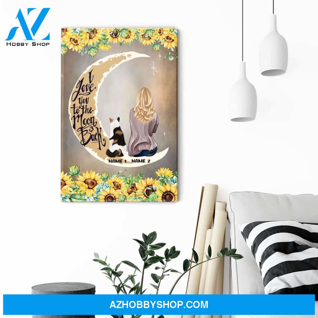 Cat - I Love You To The Moon And Back Poster & Canvas - Gift For Cat Mom