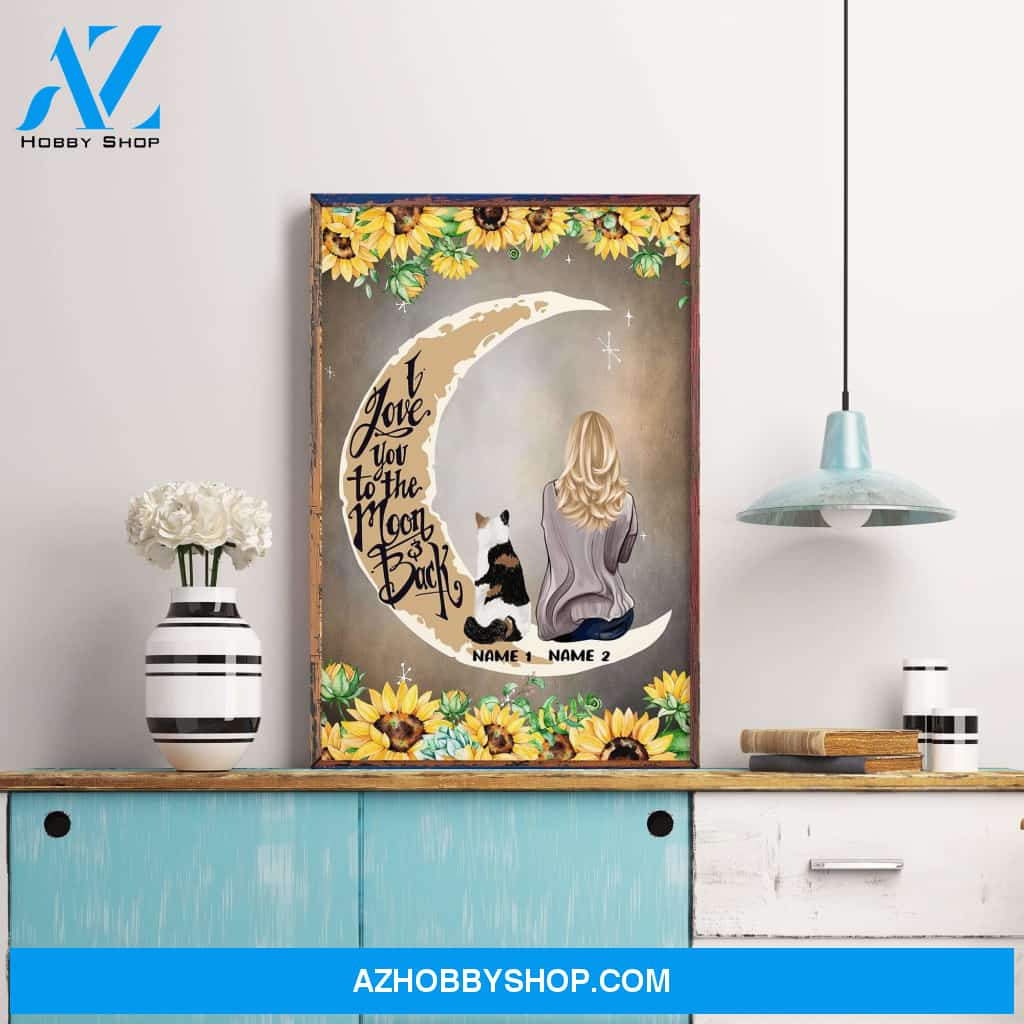 Cat - I Love You To The Moon And Back Poster & Canvas - Gift For Cat Mom