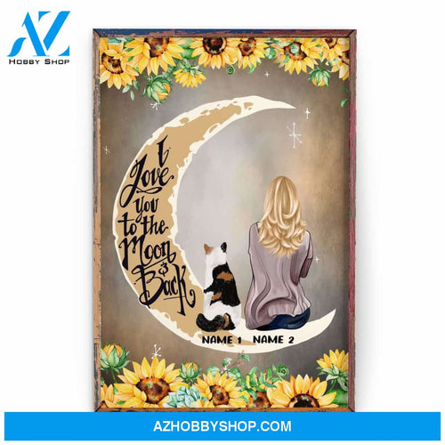 Cat - I Love You To The Moon And Back Poster & Canvas - Gift For Cat Mom