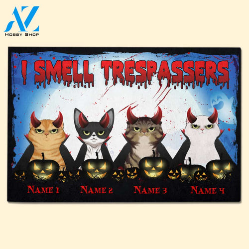 Cat I Smell Trespassers Custom Doormat