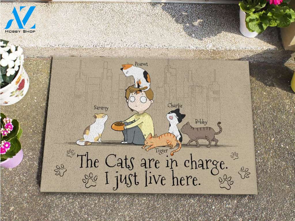 Cat In Charge Personalized Doormat | Welcome Mat | House Warming Gift