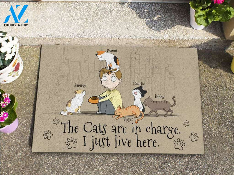 Cat In Charge Personalized Doormat | Welcome Mat | House Warming Gift