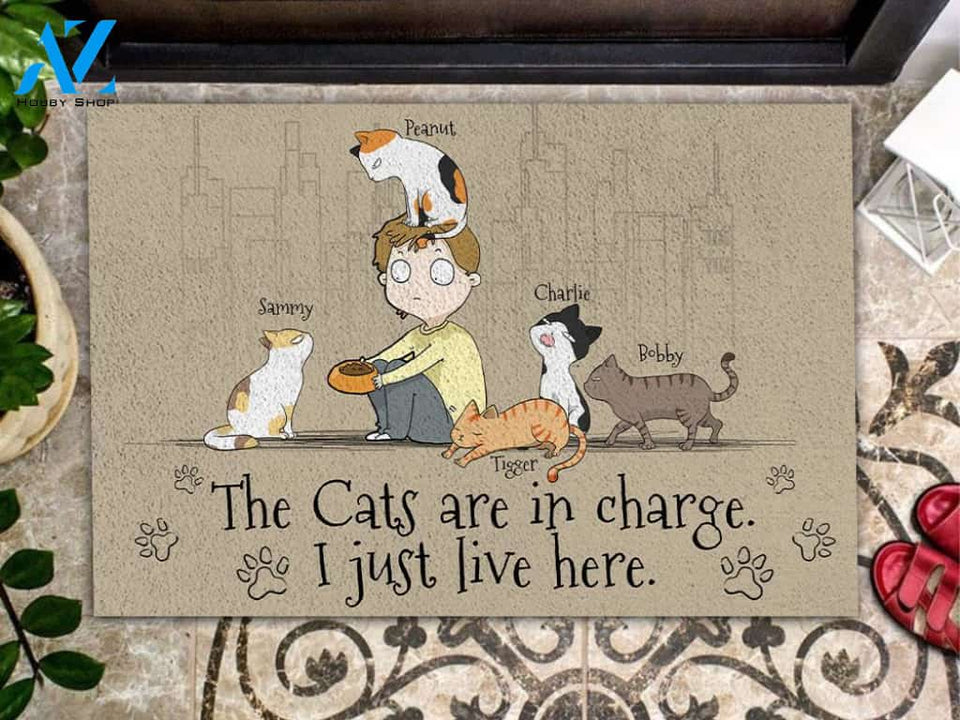 Cat In Charge Personalized Doormat | Welcome Mat | House Warming Gift