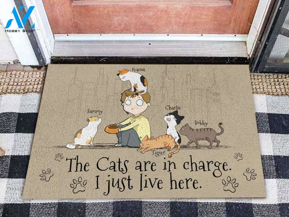 Cat In Charge Personalized Doormat | Welcome Mat | House Warming Gift
