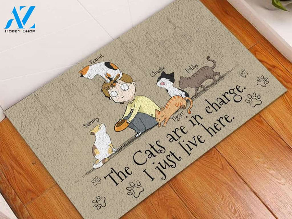 Cat In Charge Personalized Doormat | Welcome Mat | House Warming Gift
