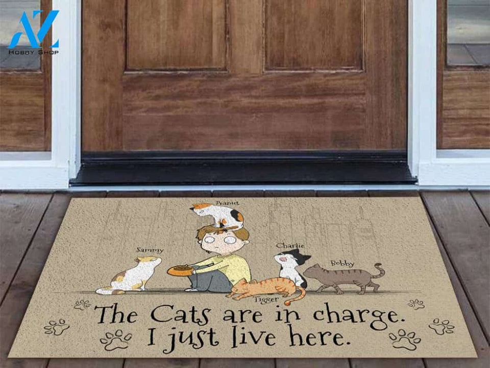 Cat In Charge Personalized Doormat | Welcome Mat | House Warming Gift