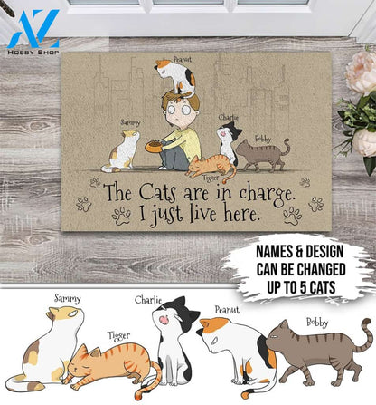Cat In Charge Personalized Doormat | Welcome Mat | House Warming Gift