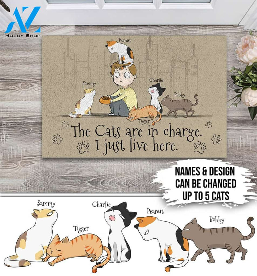 Cat In Charge Personalized Doormat | Welcome Mat | House Warming Gift