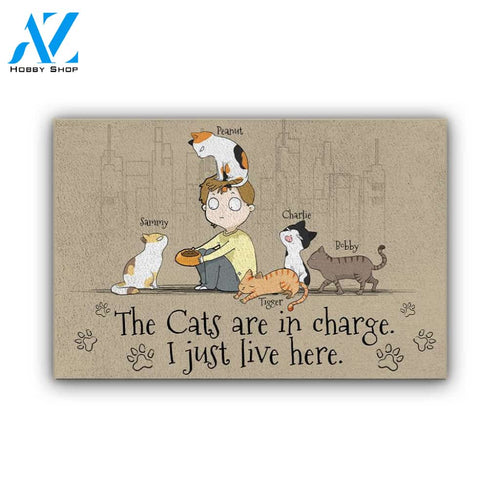 Cat In Charge Personalized Doormat | Welcome Mat | House Warming Gift