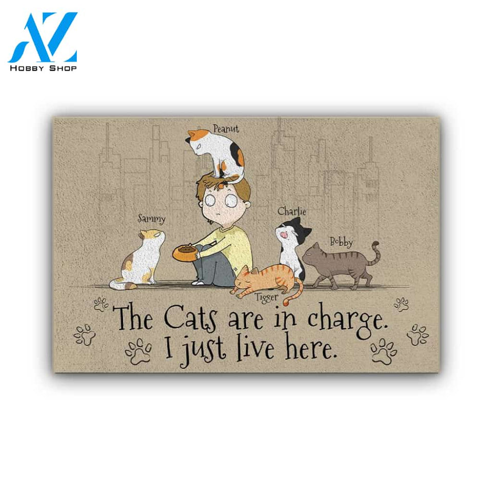 Cat In Charge Personalized Doormat | Welcome Mat | House Warming Gift