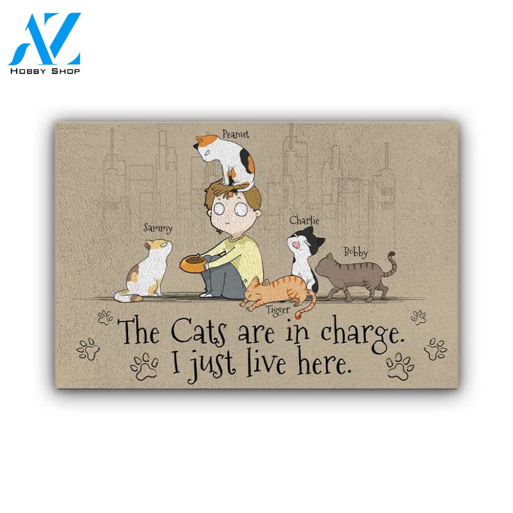 Cat In Charge Personalized Doormat | Welcome Mat | House Warming Gift