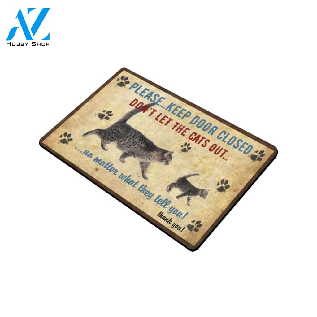 Cat Keep Door Closed Doormat Indoor And Outdoor Mat Entrance Rug Sweet Home Decor Housewarming Gift Gift For Friend Family Stem Feminist