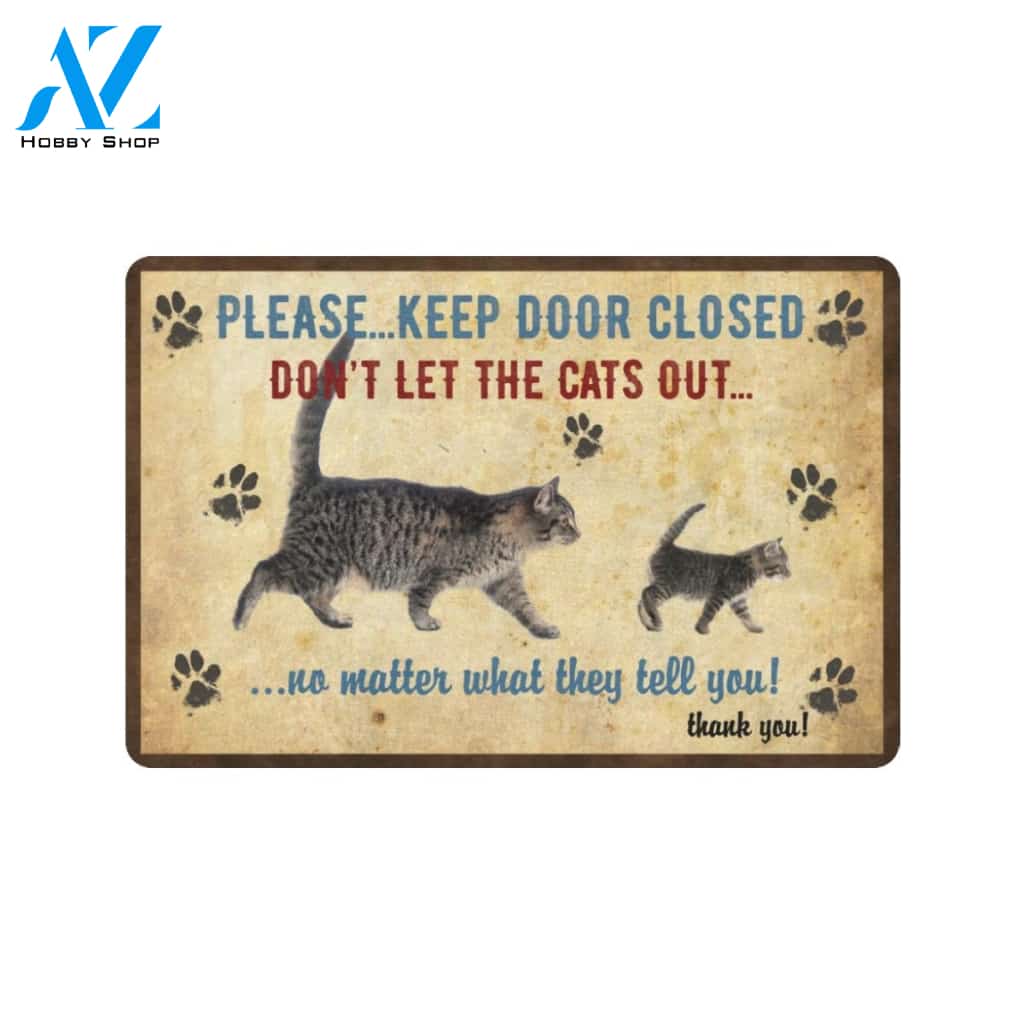 Cat Keep Door Closed Doormat Indoor And Outdoor Mat Entrance Rug Sweet Home Decor Housewarming Gift Gift For Friend Family Stem Feminist