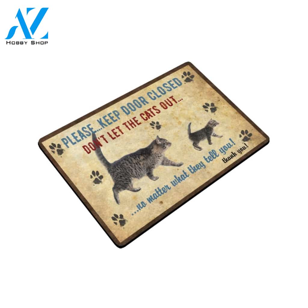 Cat Keep Door Closed Doormat Indoor And Outdoor Mat Entrance Rug Sweet Home Decor Housewarming Gift Gift For Friend Family Stem Feminist