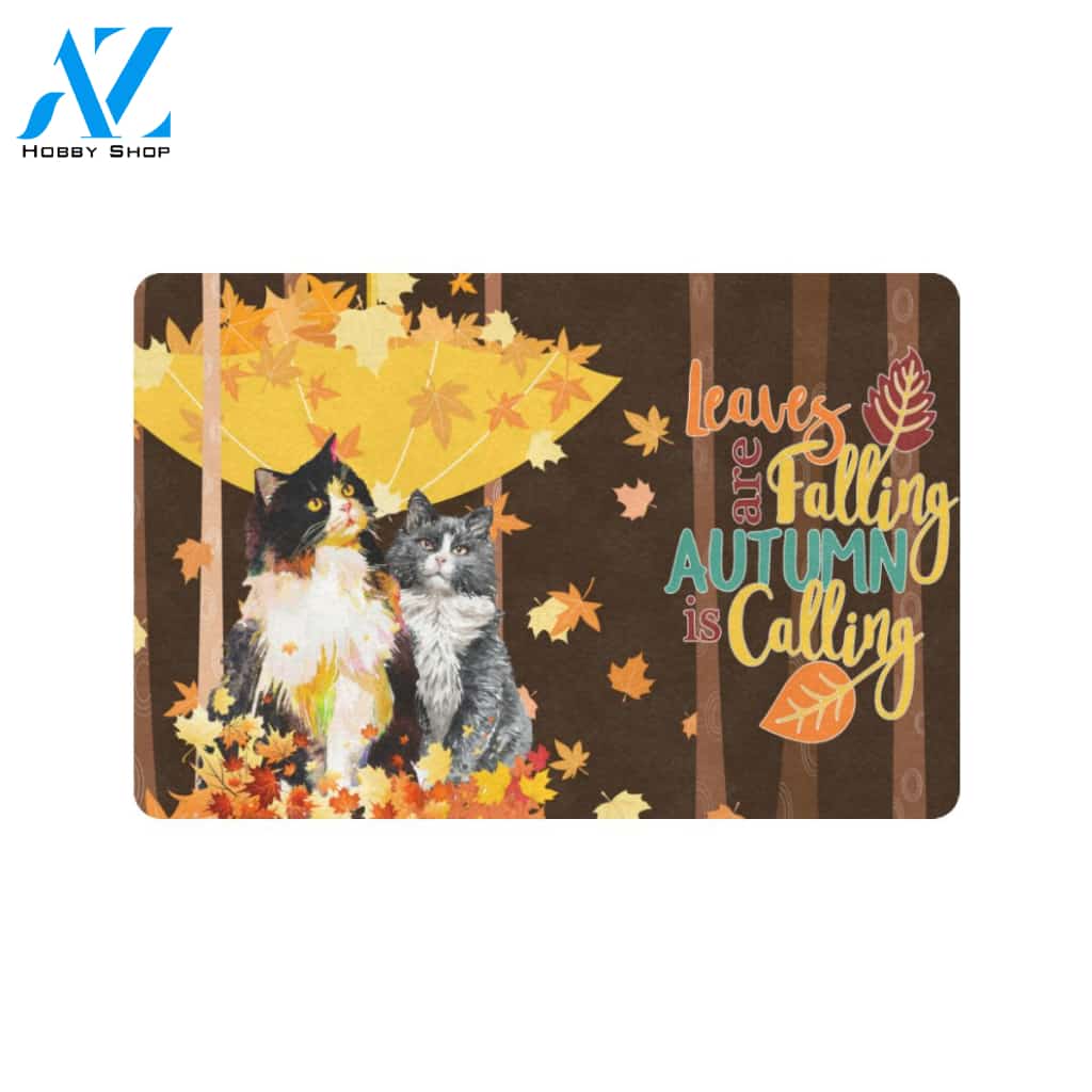 Cat Leaves Are Falling Autumn Is Calling Doormat Indoor And Outdoor Mat Entrance Rug Sweet Home Decor Housewarming Gift Gift For Friend Family Stem Feminist