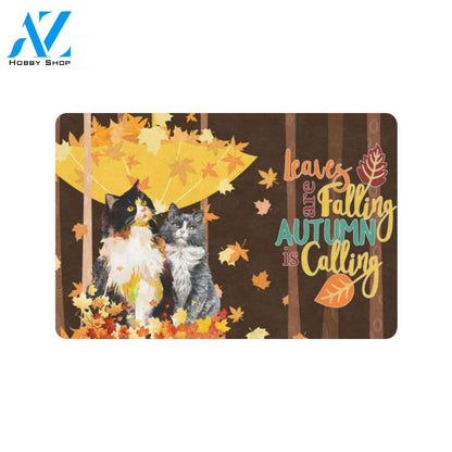 Cat Leaves Are Falling Autumn Is Calling Doormat Indoor And Outdoor Mat Entrance Rug Sweet Home Decor Housewarming Gift Gift For Friend Family Stem Feminist