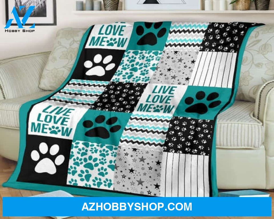 Cat Live Love Meaw Blanket Gift For Cat Lover Gift Friend Family Kid Gift 