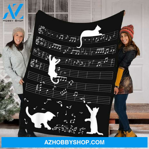 Cat Love Music Fleece Blanket Gift For Cat Lovers Gift For Friend Family Birthday Gift Home Decor Bedding Couch Sofa Soft And Comfy Cozy