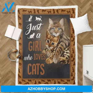 Cat Lover Gift Just A Girl Who Love Cats Fleece Blanket Gift For Pet Lovers Home Decor Bedding Couch Sofa Soft And Comfy Cozy