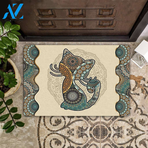 Cat Mandala Pattern Printed Doormat Home Decor