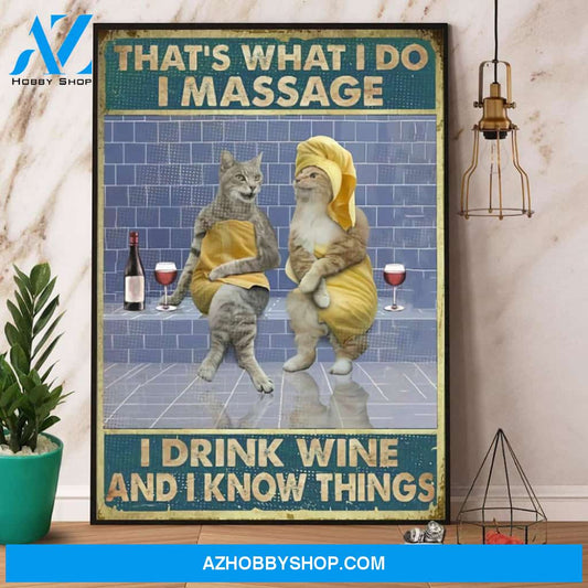Cat Massage Therapist I Massage I Drink Wine Canvas And Poster, Wall Decor Visual Art